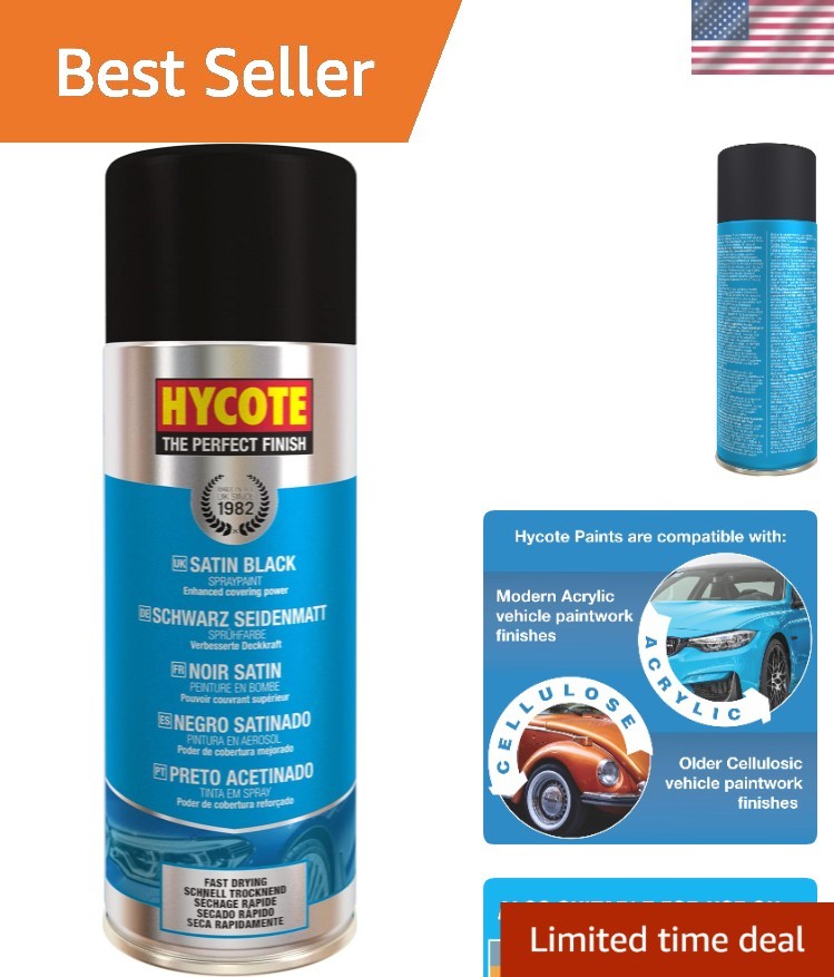 Aerosol Satin Black Spray Paint 400ml – UV & Corrosion Resistant for Automotive
