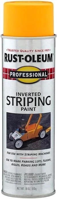 Rust-Oleum Professional Inverted Striping Spray Paint Yellow – 18 oz (Pack of 6)