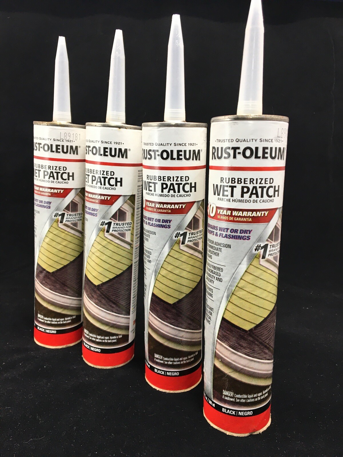 RUBBERIZED WET PATCH 10.1 OZ REPAIR ROOF FLASHING BLACK RUST OLEUM® #1 CARTRIDGE