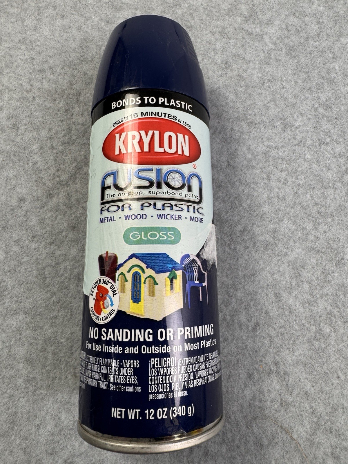 Krylon Fusion for Plastic Gloss NAVY BLUE Spray Paint 12 oz 2326