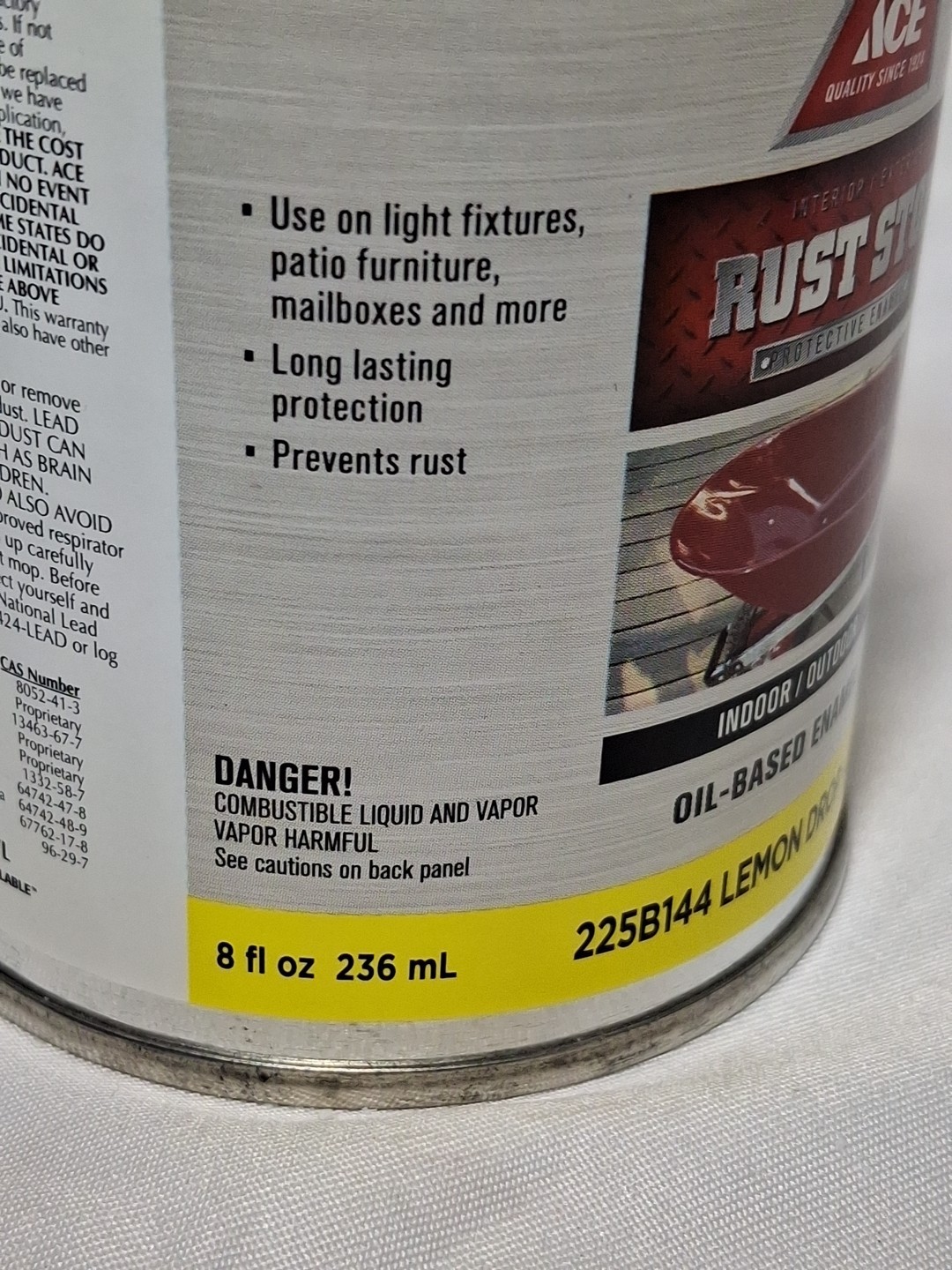 ACE RUST STOP Protective Enamel Paint Stops Rust, 8-Ounce, Lemon Drop Yellow