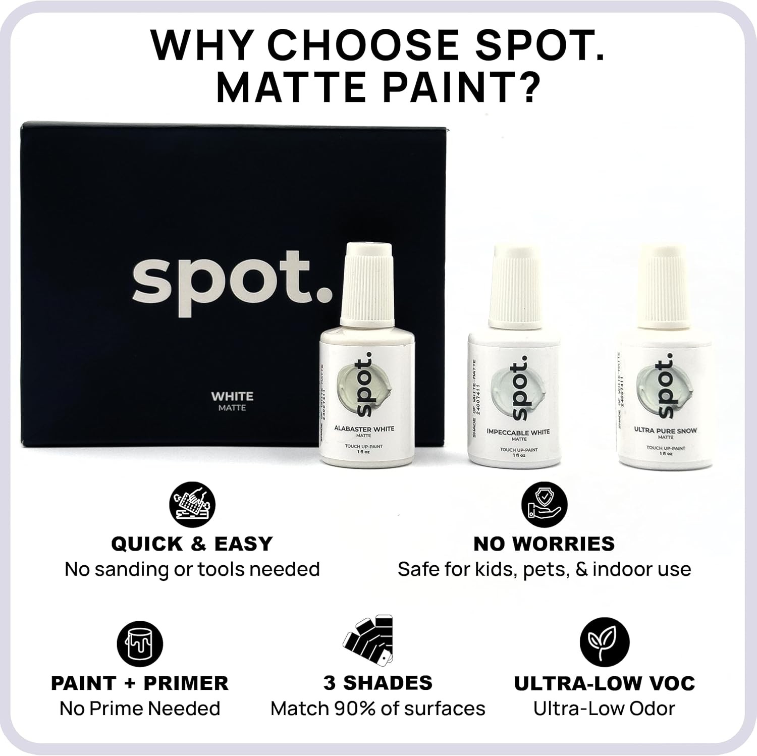 Touch-Up Paint | Matte Finish for Cabinets Furniture|Multi-Tone White Repair Kit