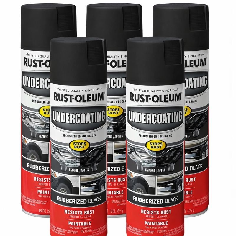 Rust-Oleum 248657-6PK Stops Rust Undercoating Spray, 15 oz, Rubberized Black, 6