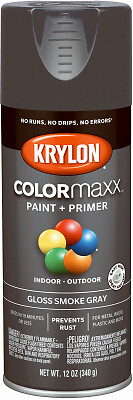 KRYLON 5539 COLORmaxx Spray Paint, Gloss, Smoke Gray, 12 oz, Aerosol Can