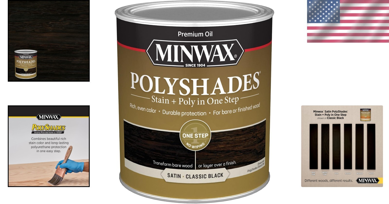 PolyShades Classic Black Wood Stain & Polyurethane Finish – Quart, Satin Sheen