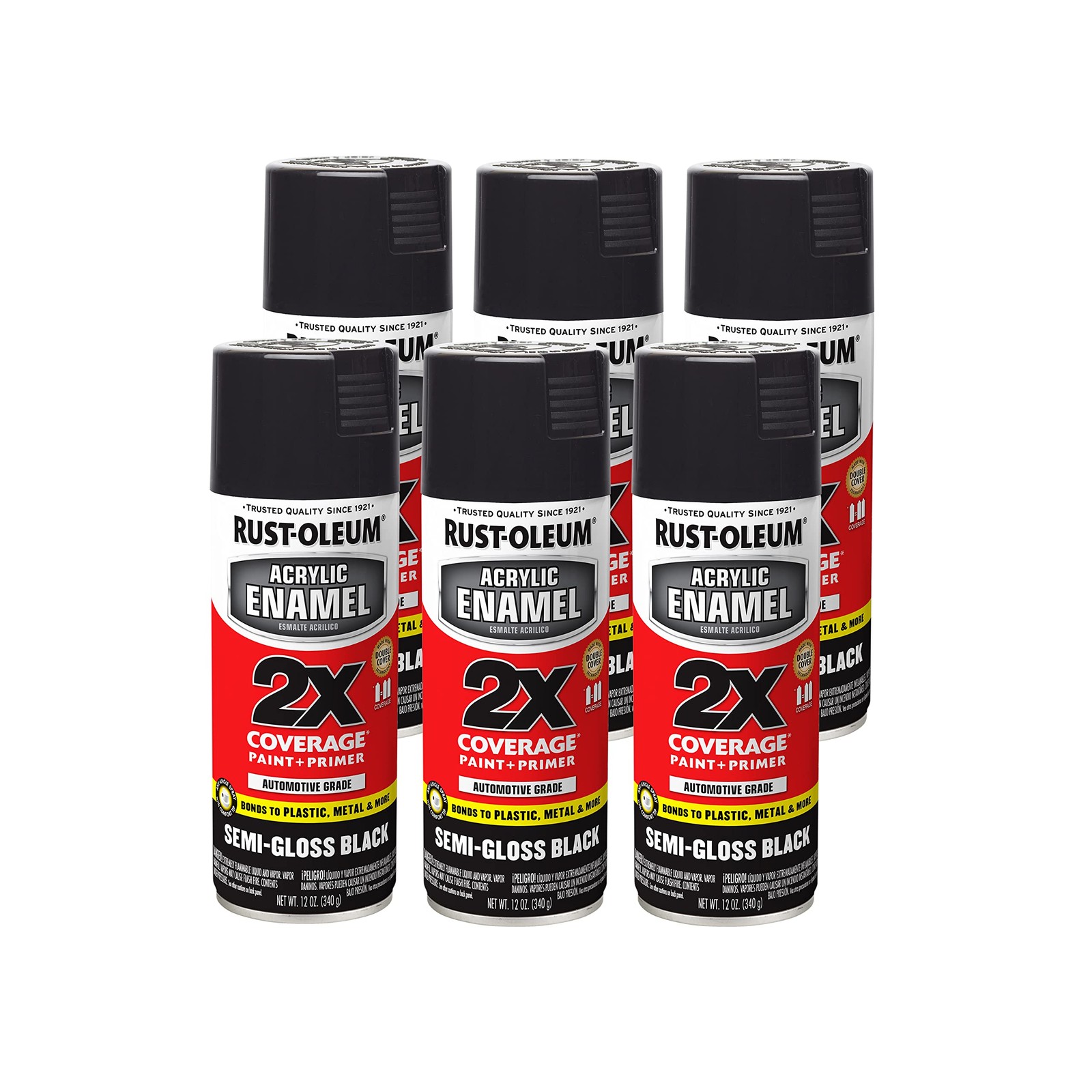 Rust Oleum Automotive Acrylic Enamel 12 Ounce Semi Gloss Black Pack Of 6