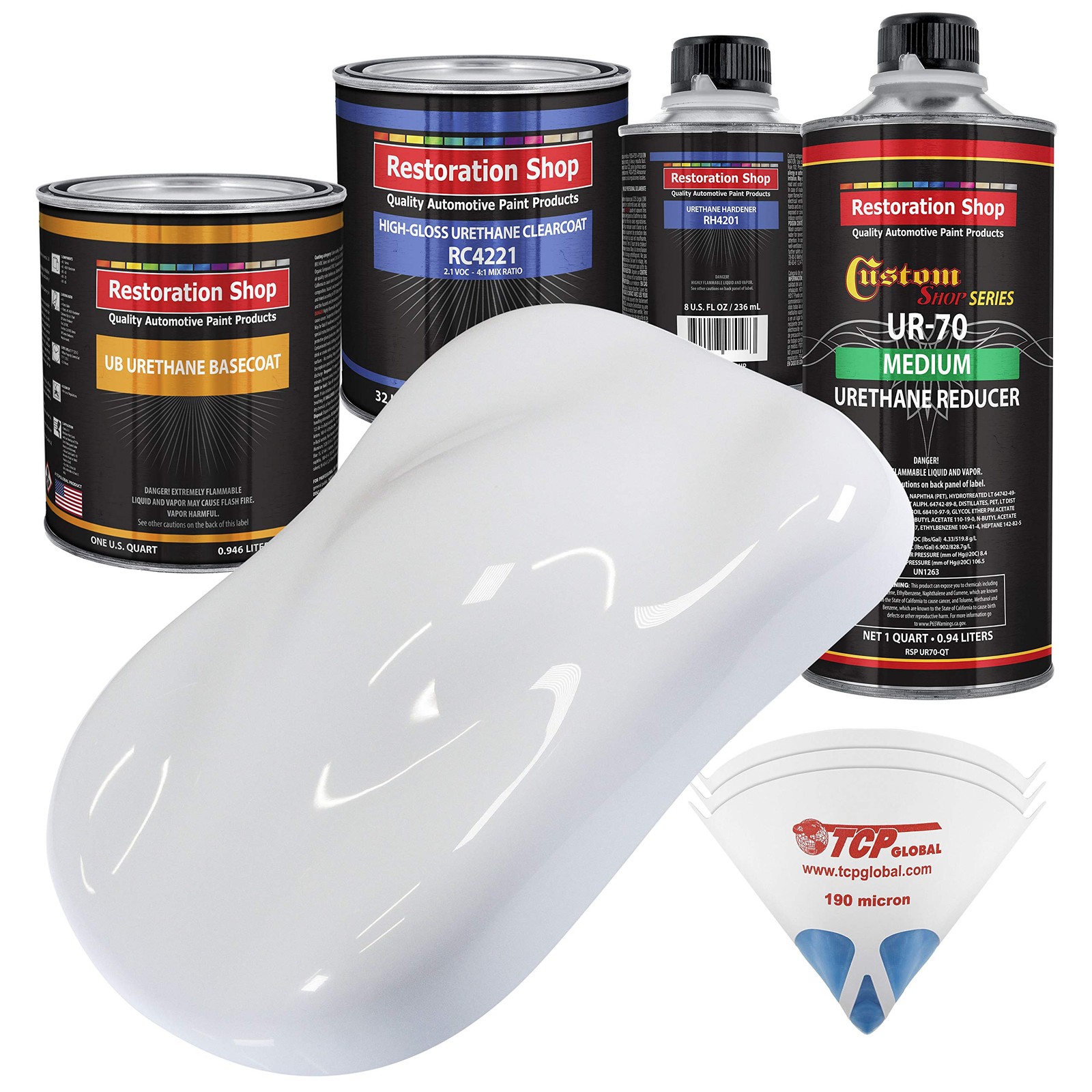 Restoration Shop – Winter White Urethane Basecoat with Clearcoat Auto Paint -…