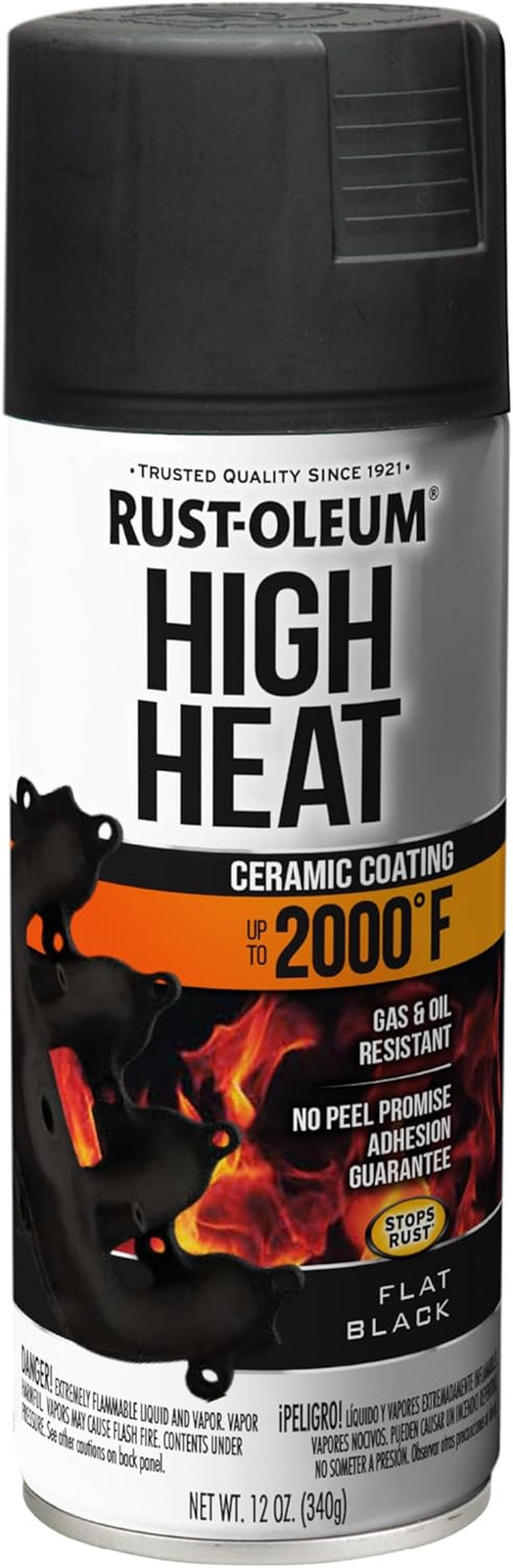 Automotive High Heat Enamel Spray Paint Rust Prevention Protection, 12 Oz,Black