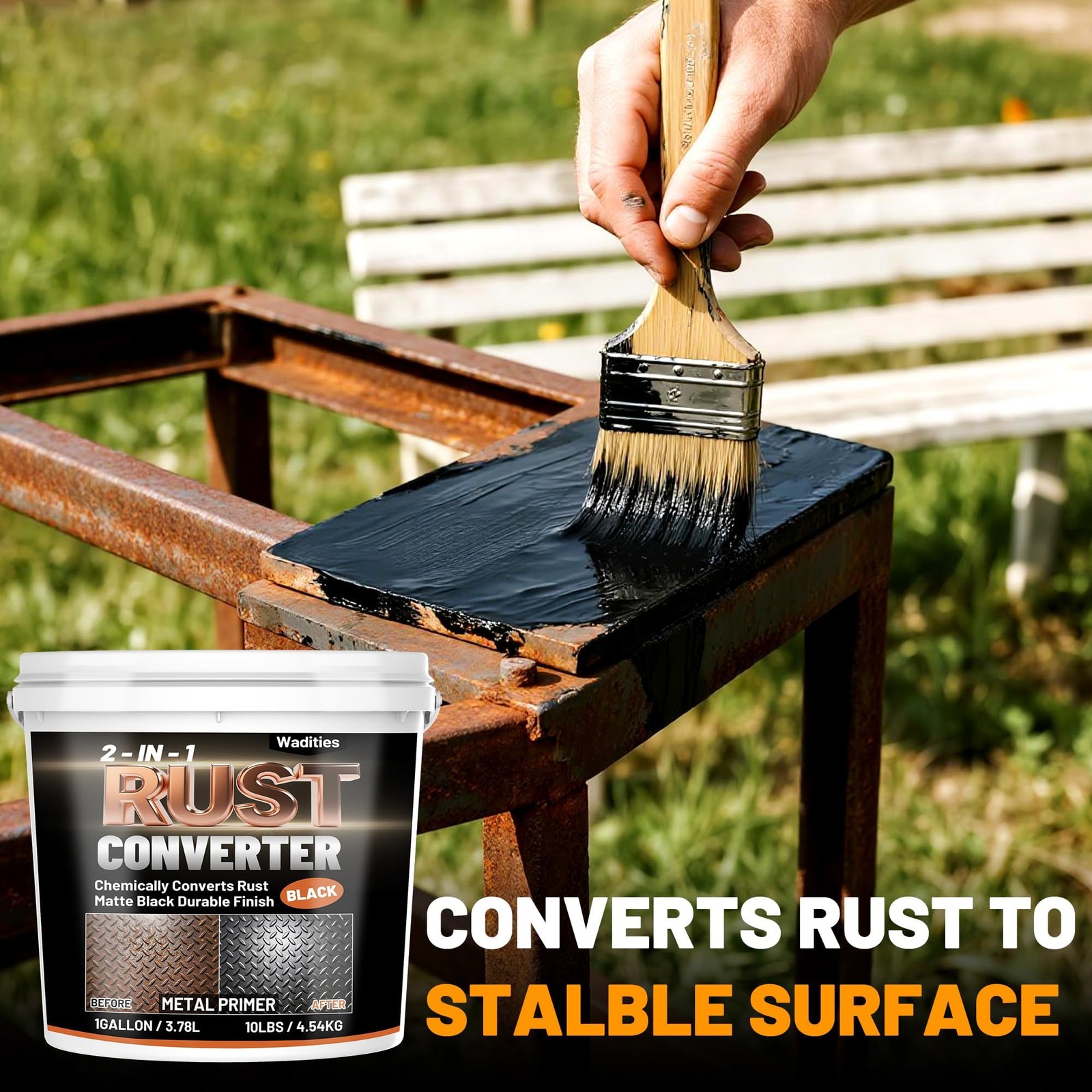 2-in-1 Rust Converter & Metal Primer, 1 Gallon Matte Black Rust Inhibitor Pai…