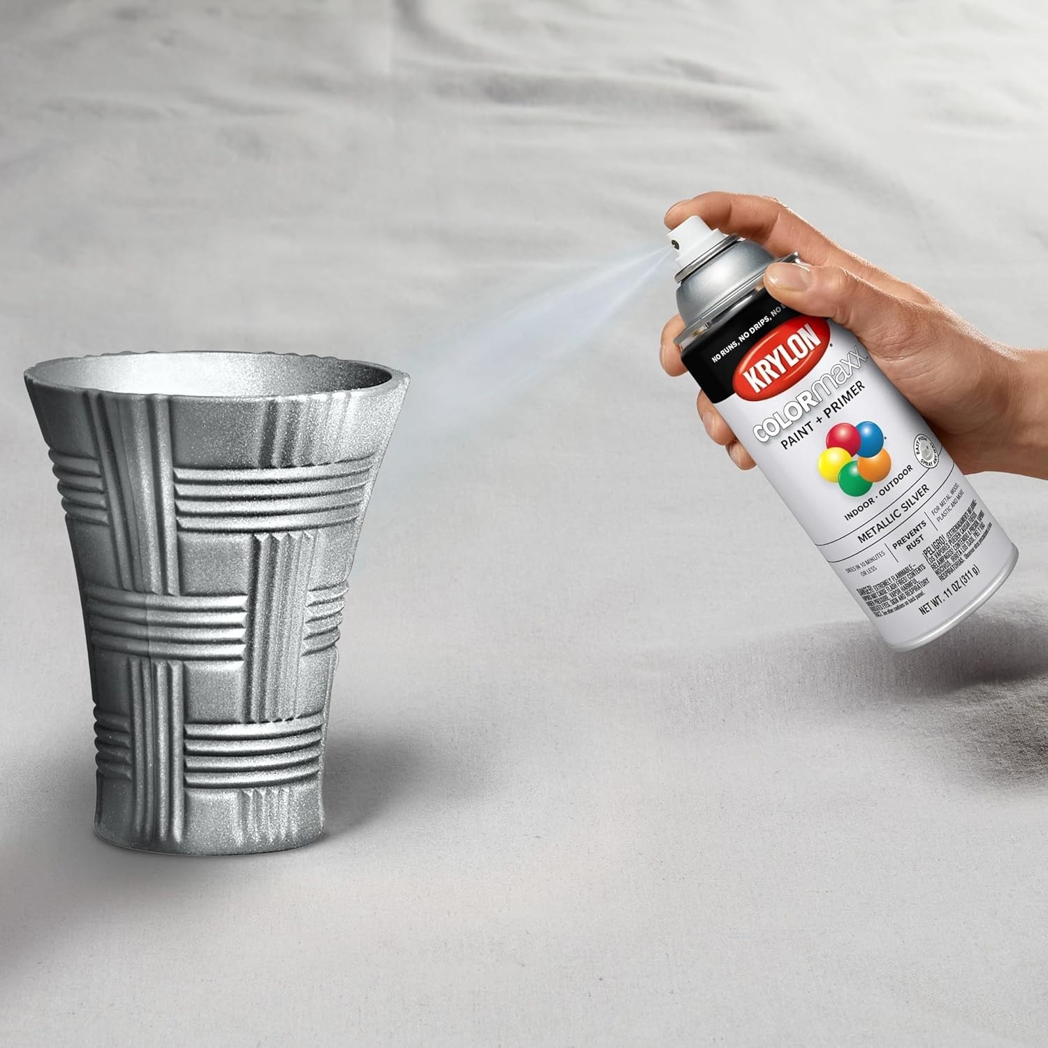 Versatile 11 Oz Metallic Silver Spray Paint for Indoor/Outdoor DIY Projects