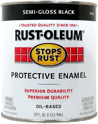 Rust-Oleum 7798-502 STOPS RUST Protective Enamel, Semi-Gloss, Black, 1 qt Can