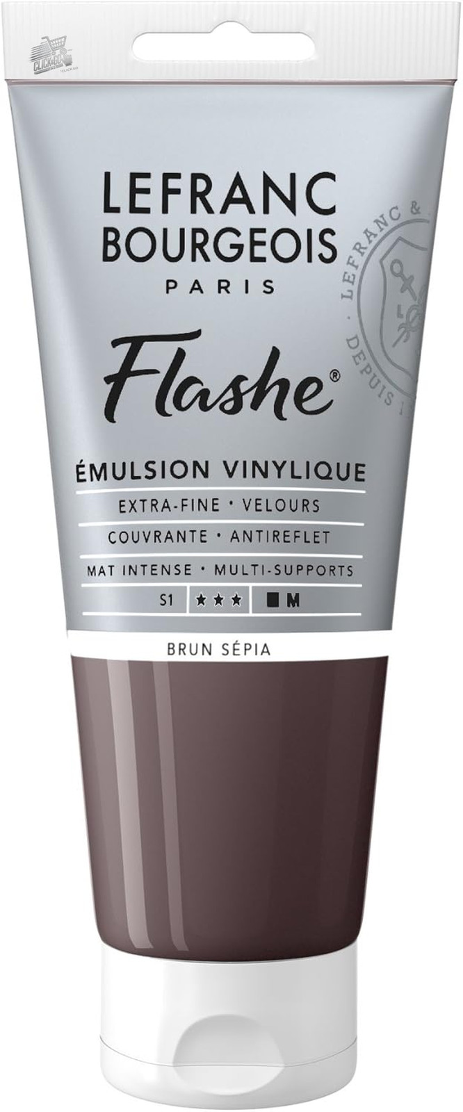 LEFRANC BOURGEOIS FLASHES VINYL COLOR ACRYLIC 80ML CUTTLEFISH BROWN PAINT AR