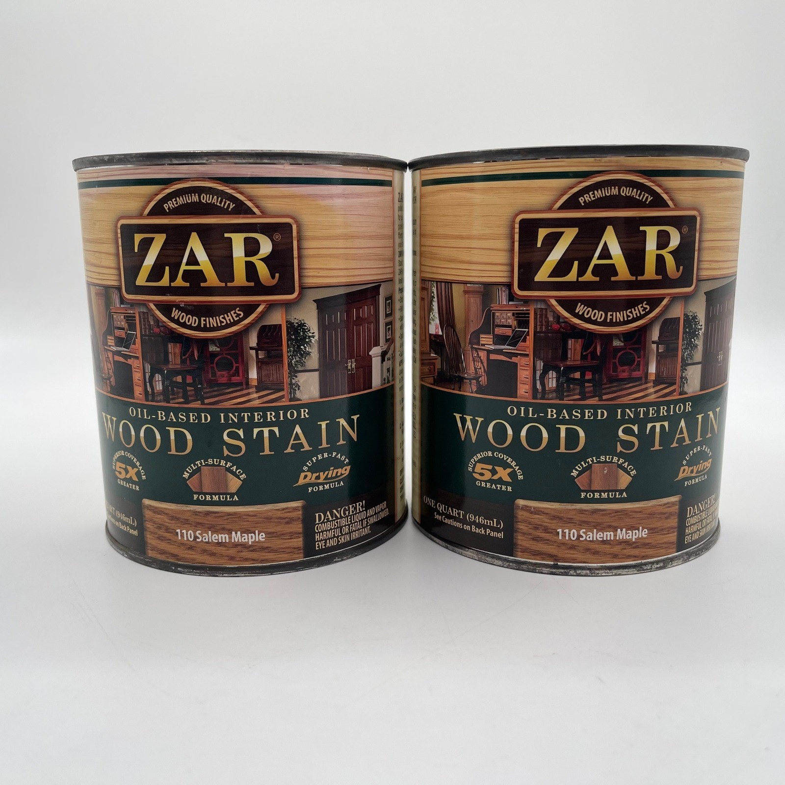 ZAR Oil-Based Interior Wood Stain 110 Salem Maple 1 Quart Cans Lot of 2
