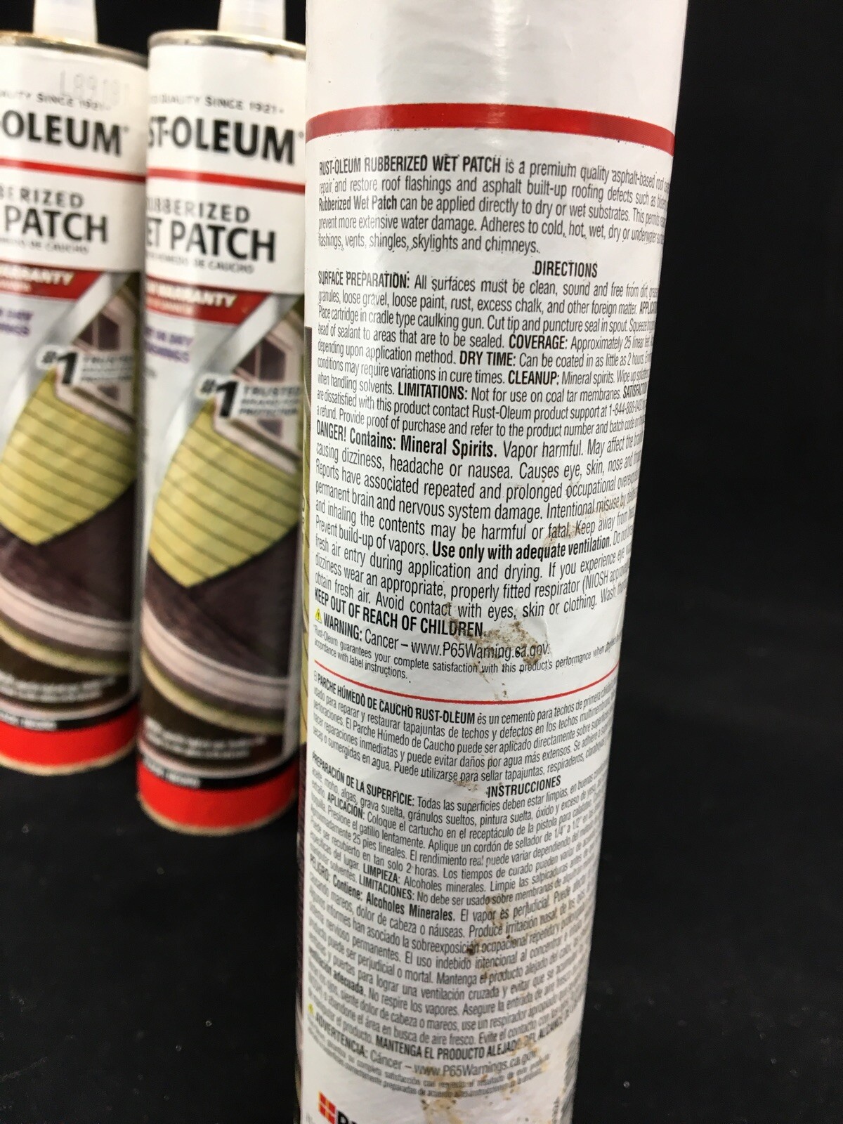 RUBBERIZED WET PATCH 10.1 OZ REPAIR ROOF FLASHING BLACK RUST OLEUM® #1 CARTRIDGE