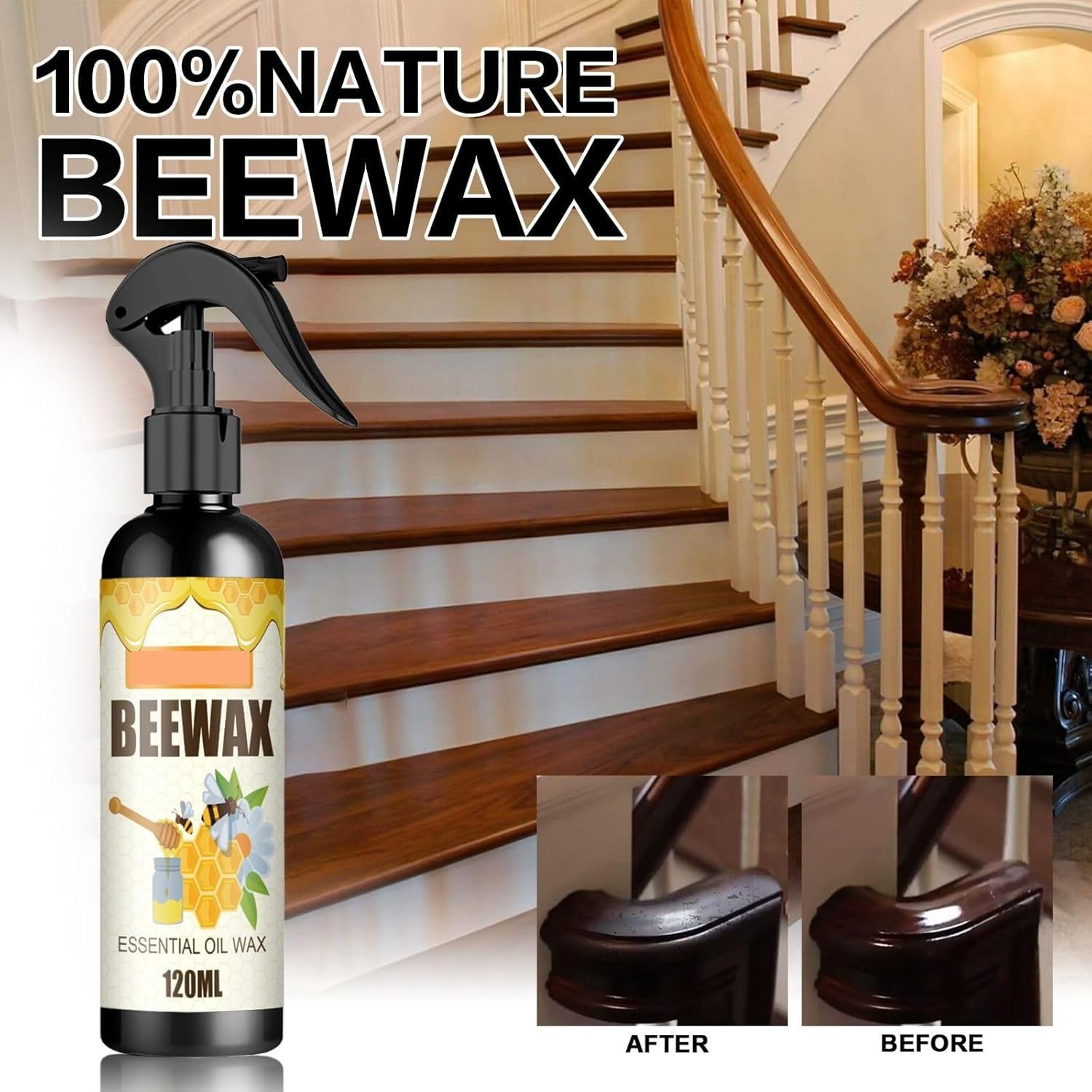 Micro-Molecularized Beeswax Spray for Wood & Leather – Easy Application