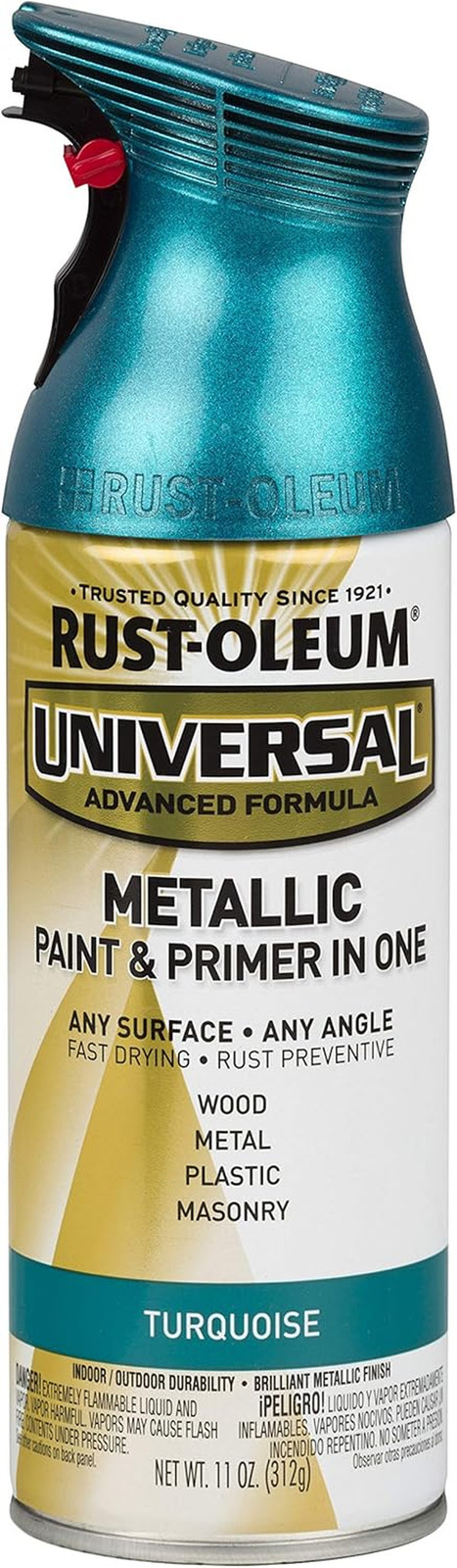 Rust-Oleum 330480 Universal Metallic Spray Paint Turquoise 11oz All Surface