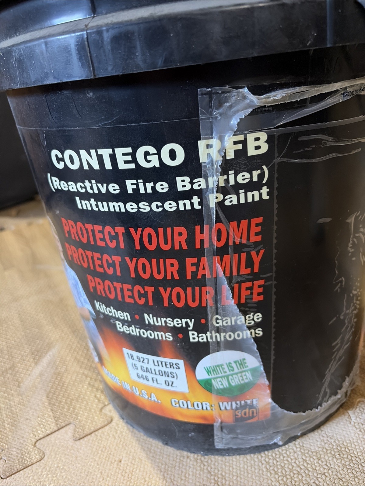 Contego Passive Fire Barrier Latex Intumescent 5 Gallons SEALED BUCKET White