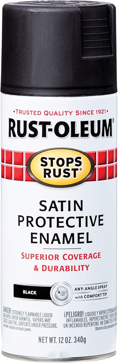 Rust Oleum Satin Black Spray Paint 12 oz
