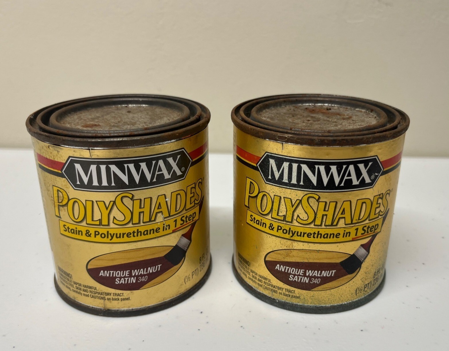 2 Minwax Polyshades Antique Walnut Satin 340 Stain & Polyurethane NEW