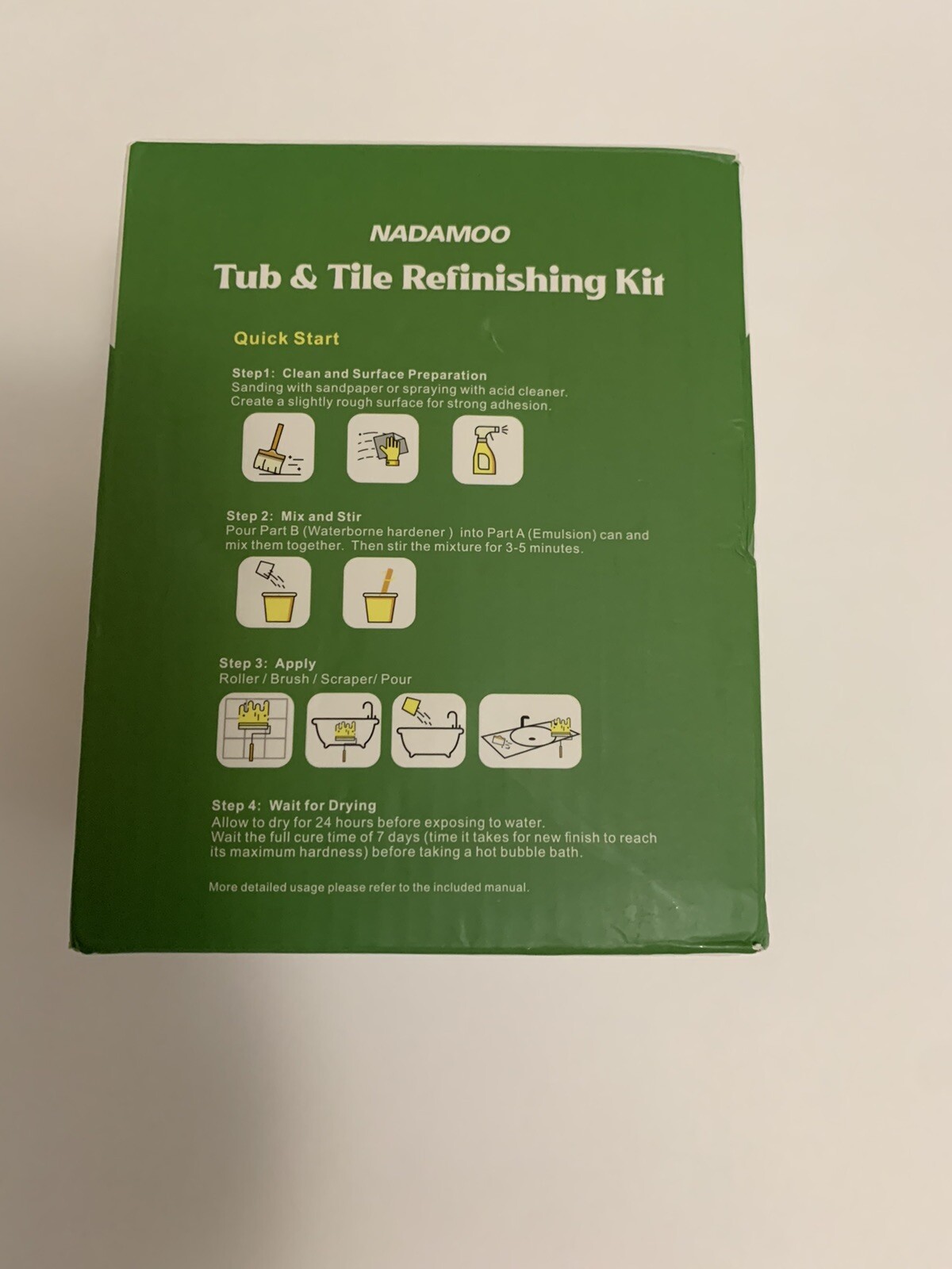 NADAMOO Tub and Tile Refinishing Kit White 500G / 17 Oz, DIY Bathtub