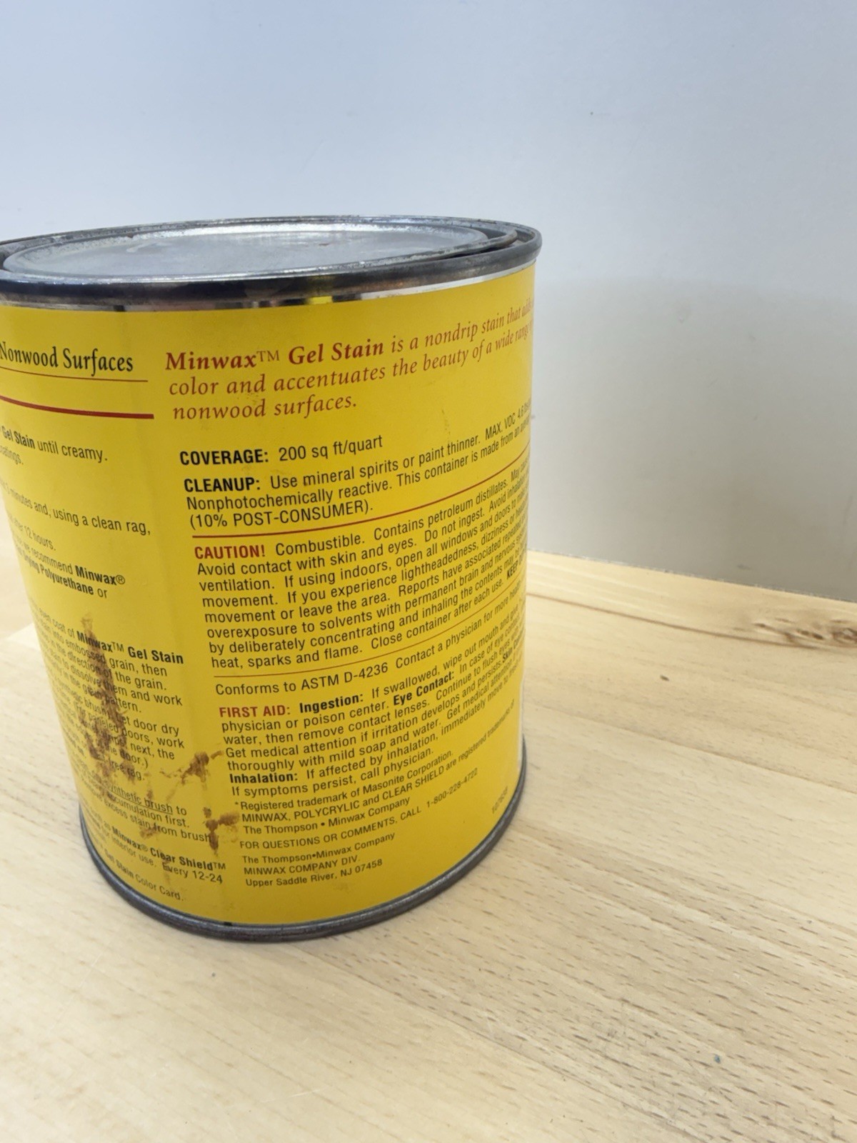 Minwax Gel Stain HONEY MAPLE For Wood, Veneer, Fiberglass & More 32 oz 1 QT A