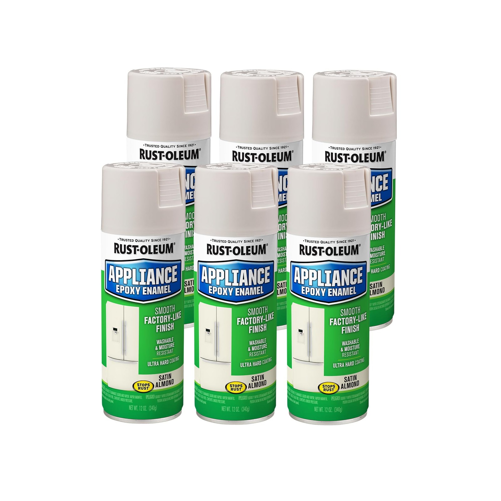 Rust Oleum Appliance Epoxy Spray Paint 12Oz Pack Of 6 Almond Durable Glossy F…