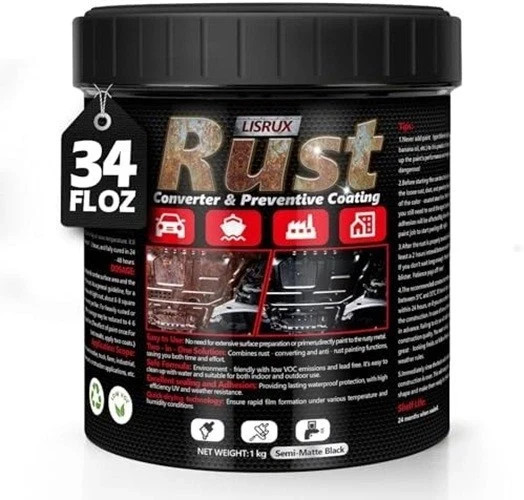 4-In-1 Rust Converter & Metal Primer, 34 Fl Oz Black Rust Inhibitor Paint for Me
