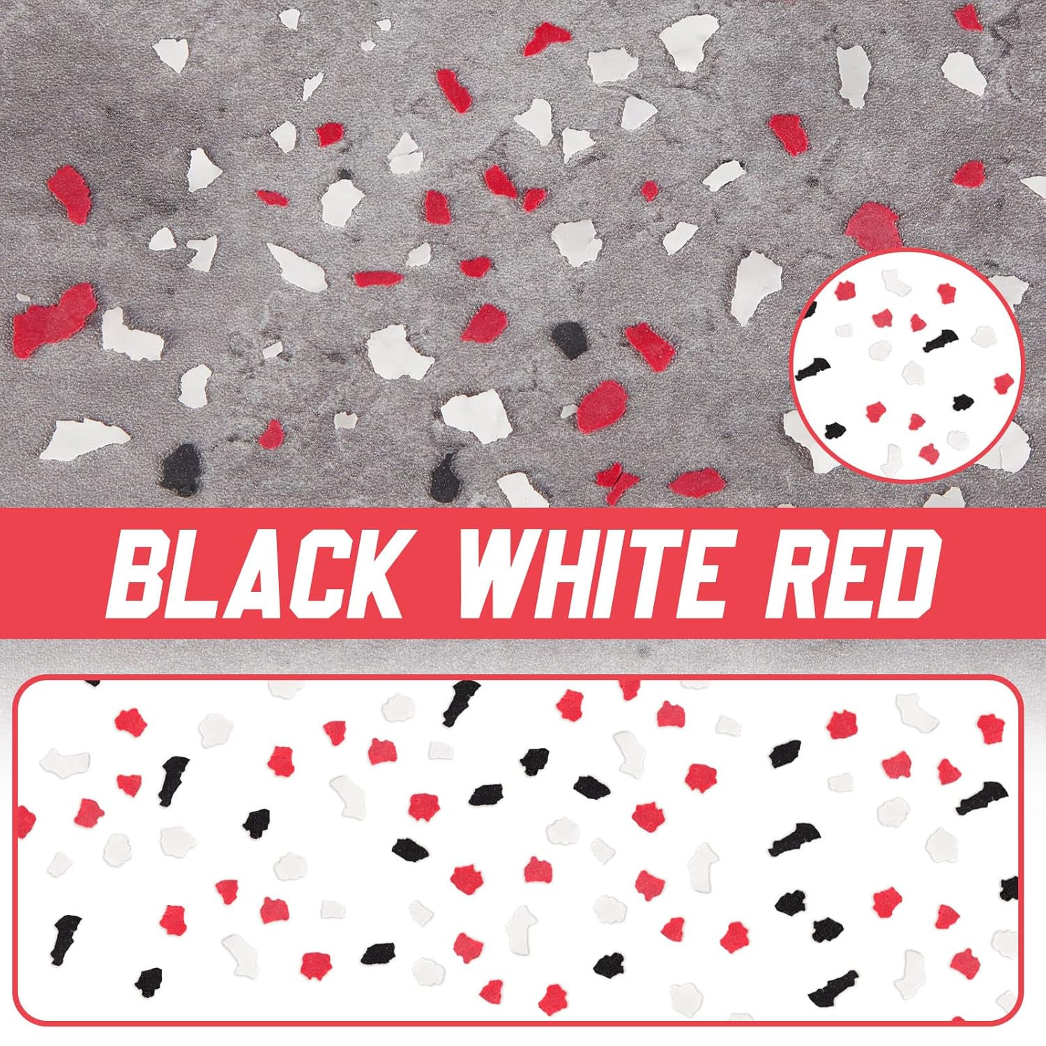2.4 KG/5.3 LB Epoxy Floor Decorative Flakes – Red Black White Blend 5‑8 Mm Paint
