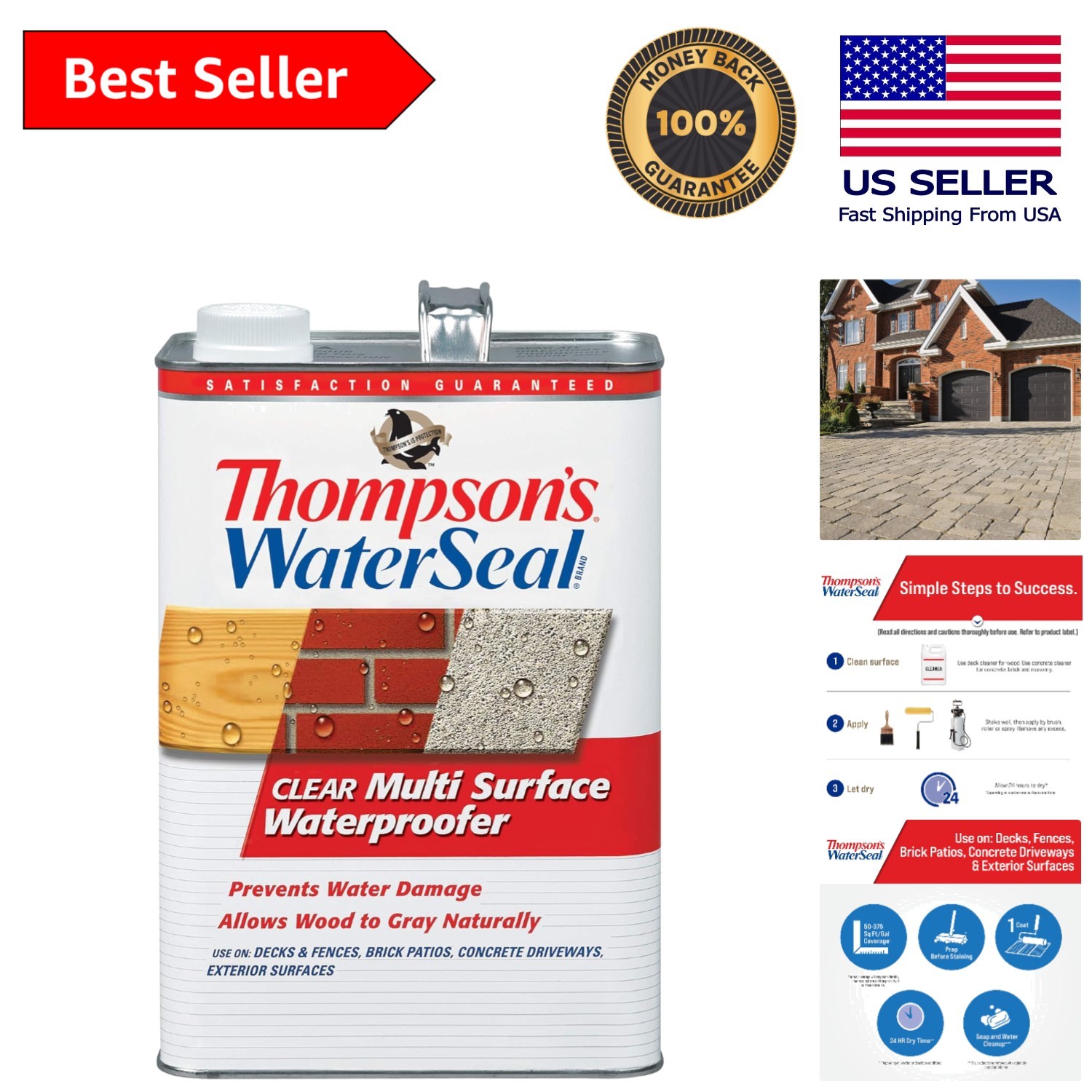 Thompson’s WaterSeal 1 Gallon Clear Sealant – Protects & Enhances Outdoor Beauty