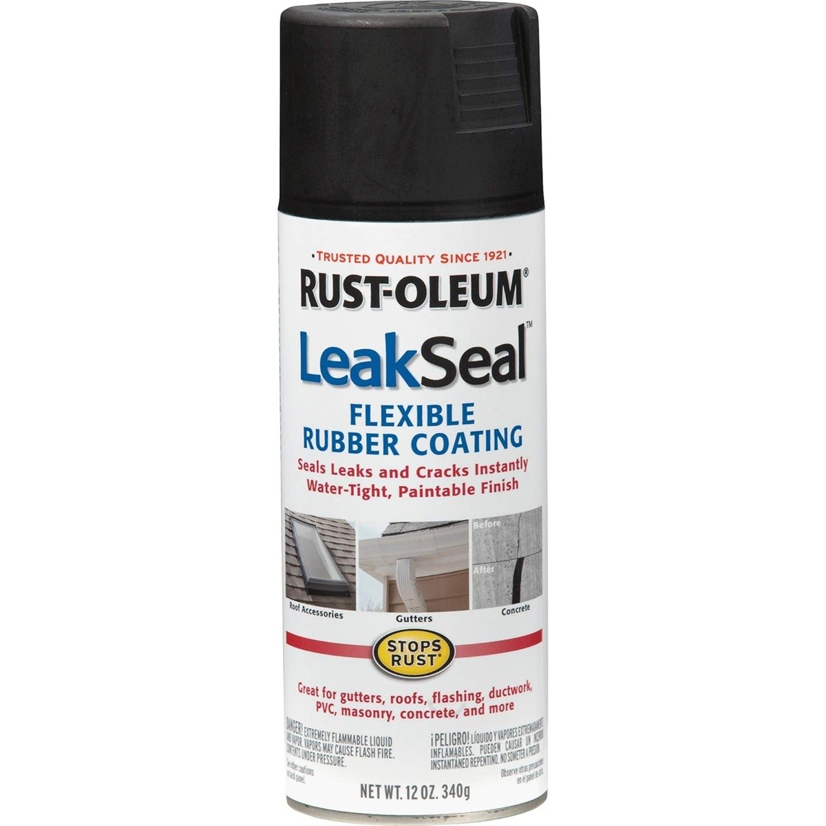 Rust-Oleum 265494 LeakSeal 12oz Black Flexible Rubber Coating Spray