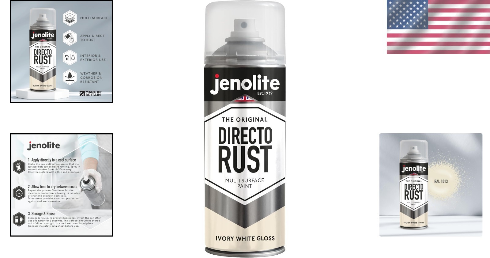 Corrosion-Resistant Directorust Spray Paint 400ml – Gloss Finish, Ivory White