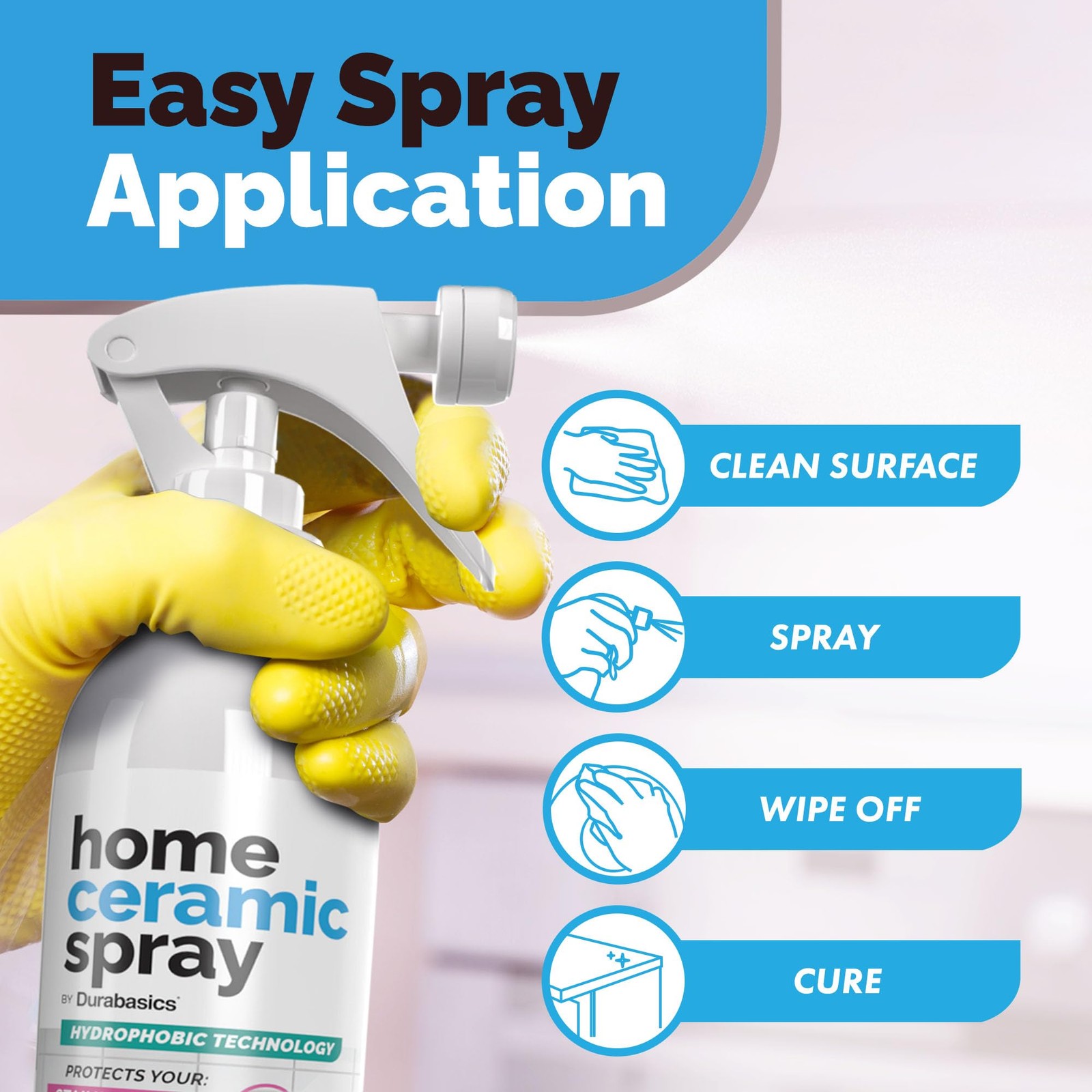 [12 Oz] Home Ceramic Coating Spray Kit Shine Seal & Protect Kitchen & Bath