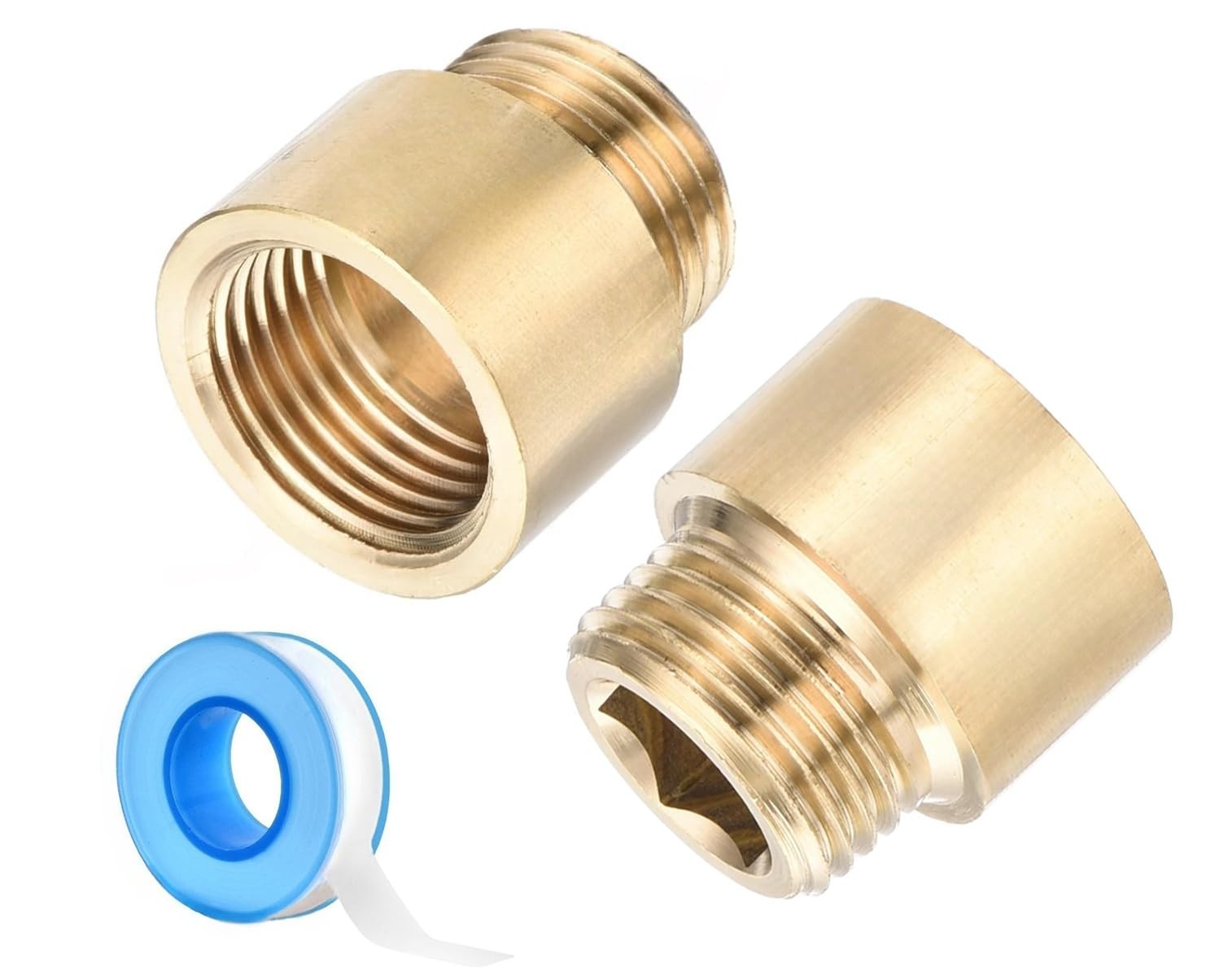 Shower Head Extension Arm, 2 Pack Brass G1/2 Male to Female Thread Gold