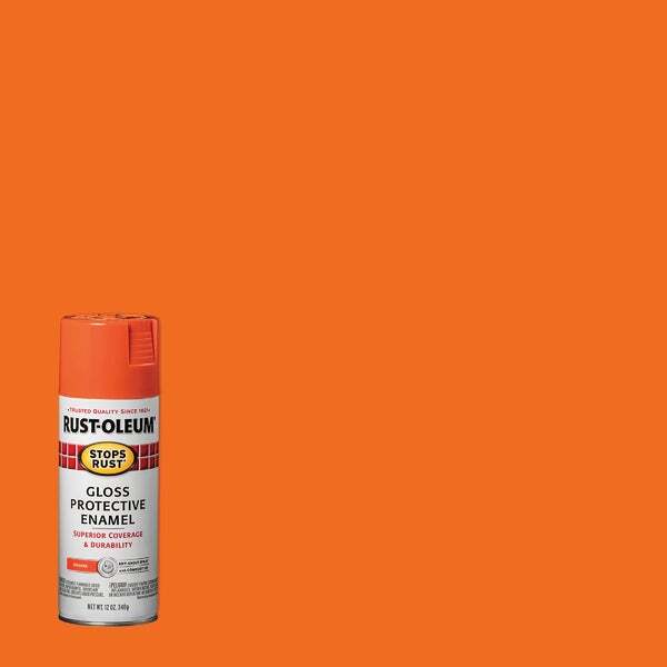 (6)-12 Oz Orange Gloss Rust-Oleum Stops Rust Anti-Rust Spray Paint 214084