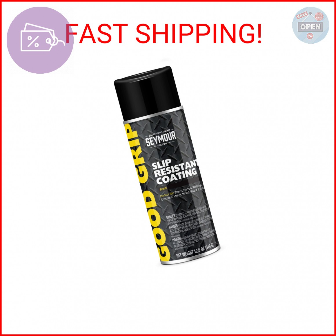 Seymour 16-083 Good Grip Slip Resistant Coating Spray, Black 12 Ounce (Pack of 1