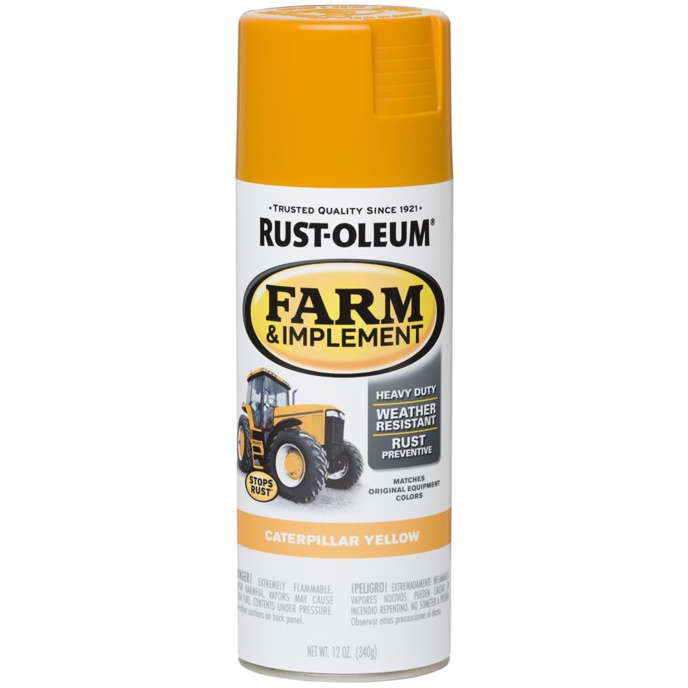 Rust-Oleum 280140 Farm & Implement Spray Paint, 12 oz, Gloss Caterpillar Yellow