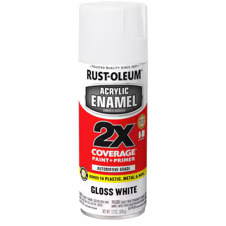 Rust-Oleum 271919 Acrylic Enamel, White, Solvent Base, 12 Oz