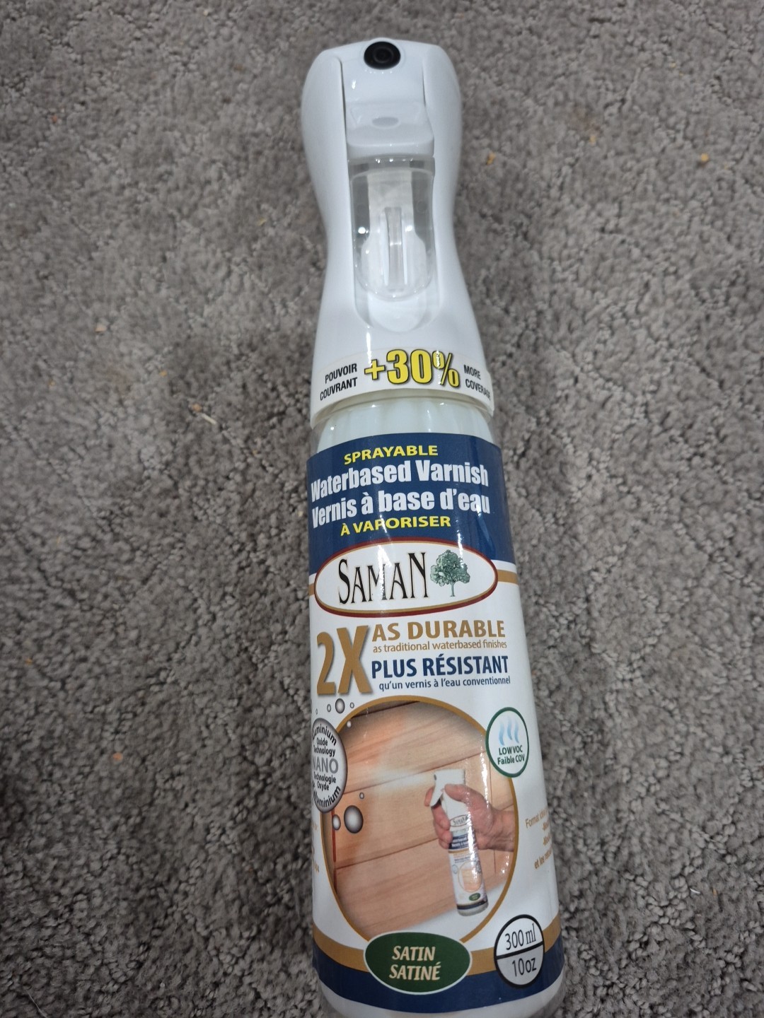 Saman Waterbased Satn Varnish 2x Durable Spray Protects Decorative Surfaces A9