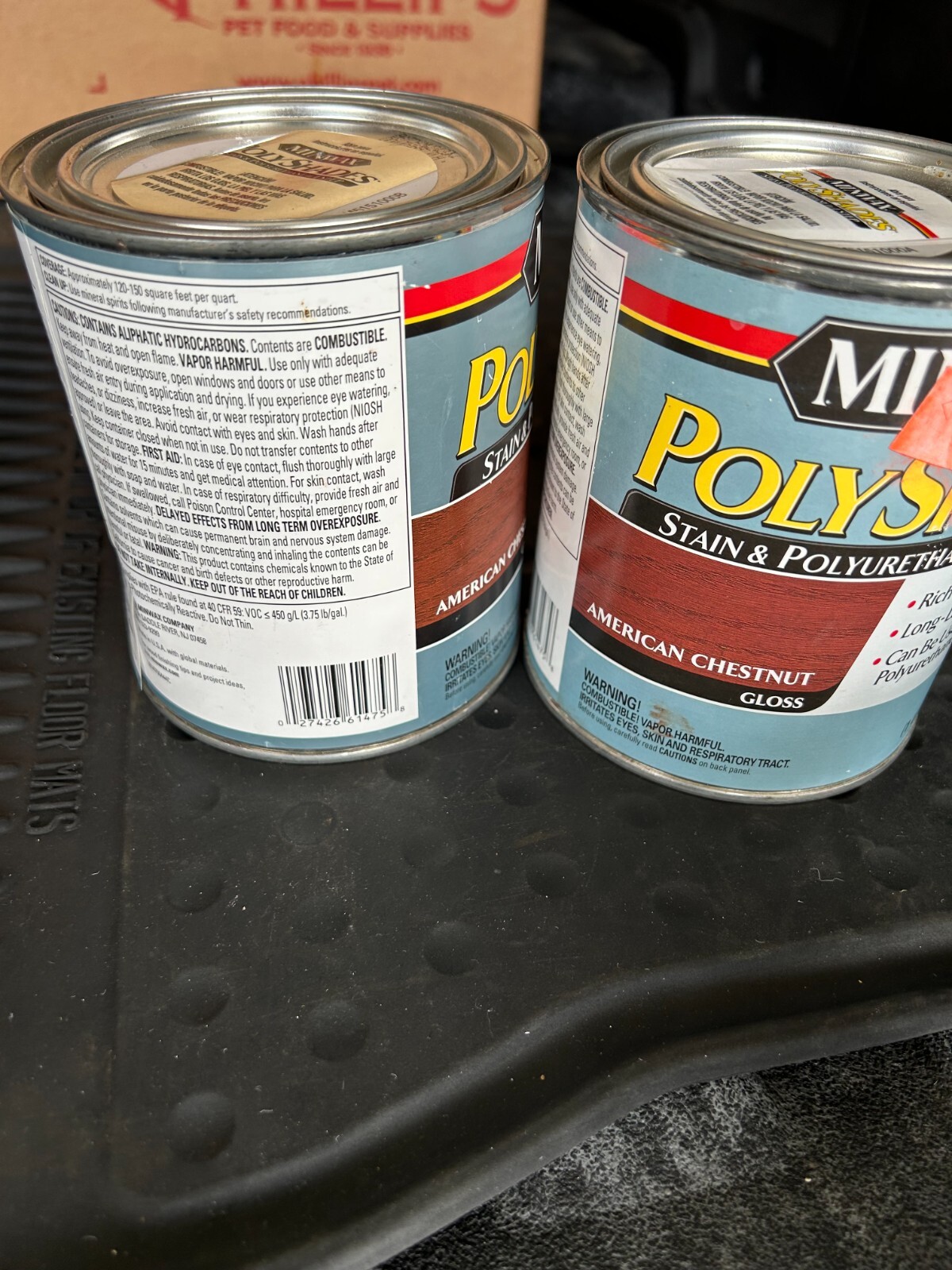NOS 2-pack 1-quart Minwax Polyshades AMERICAN CHESTNUT GLOSS Stain Polyurethane