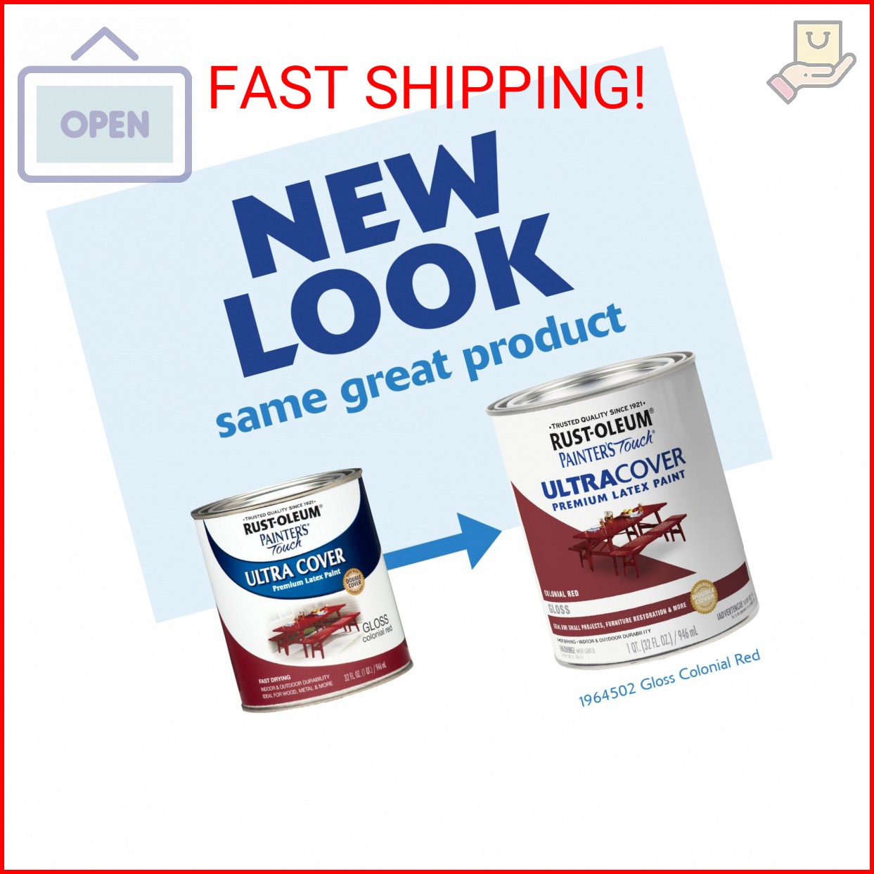 Rust-Oleum 1964502 Painter’s Touch Brush Enamel Paint, Gloss Colonial Red, 32 Fl