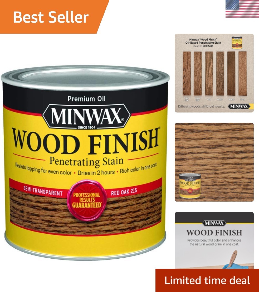 Minwax Red Oak Wood Stain 221504444 – 1/2 Pint Oil-Based Formula for Interiors
