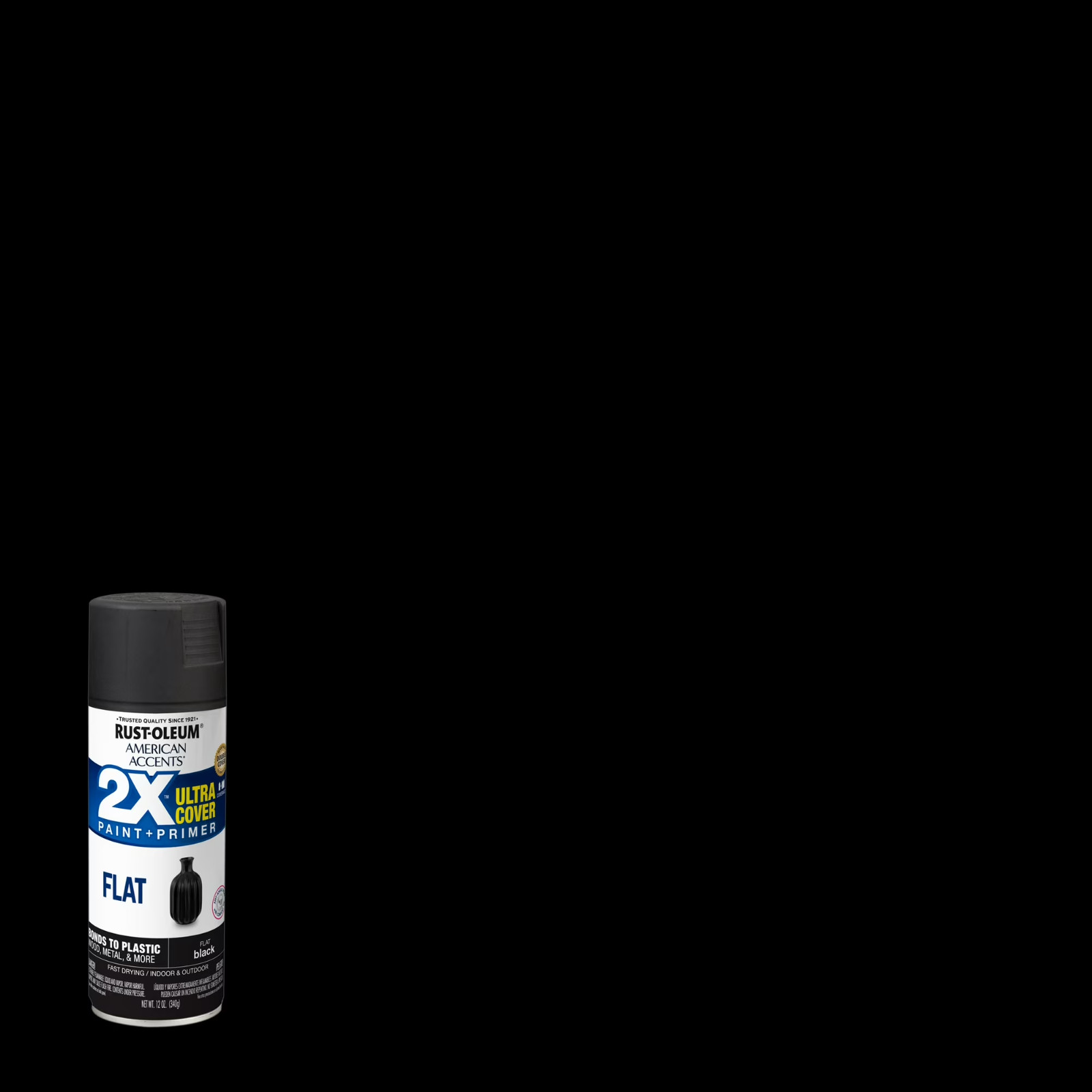 (6 pack) Black, Rust-Oleum American Accents 2X Ultra Cover Flat Spray Paint-3278
