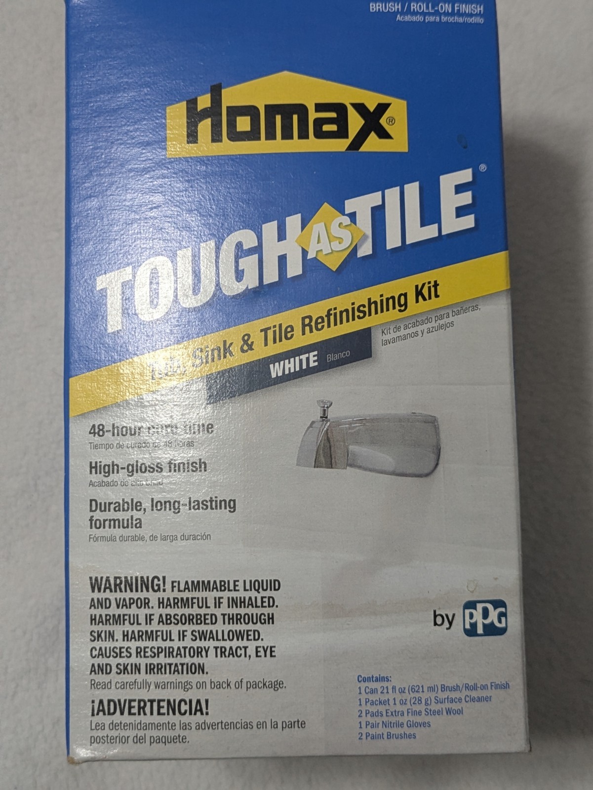 HOMAX 3157 TOUGH AS TILE TUB & TILE EPOXY PAINT SPRAY ON FINISH KIT WHITE
