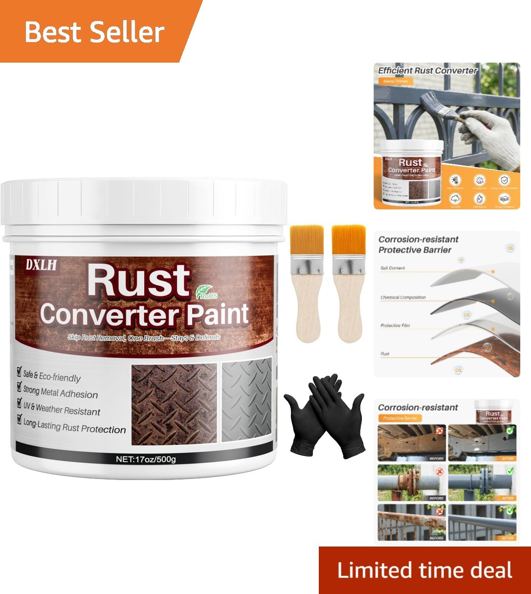 Heavy-Duty 2-in-1 Rust Reformer & Metal Primer – Quick Dry, All-Surface Use