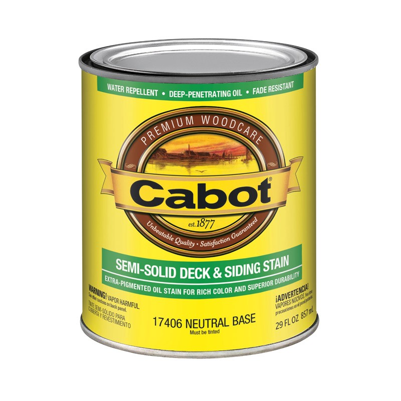 Cabot Low VOC Semi-Solid Tint Neutral Oil-Based Deck and Siding Stain 1qt (4-PK)