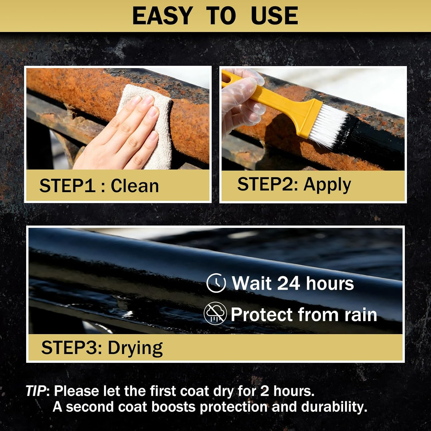 2 in 1 Rust Converter & Metal Primer, 155 Oz Black Rust Inhibitor Paint for Meta