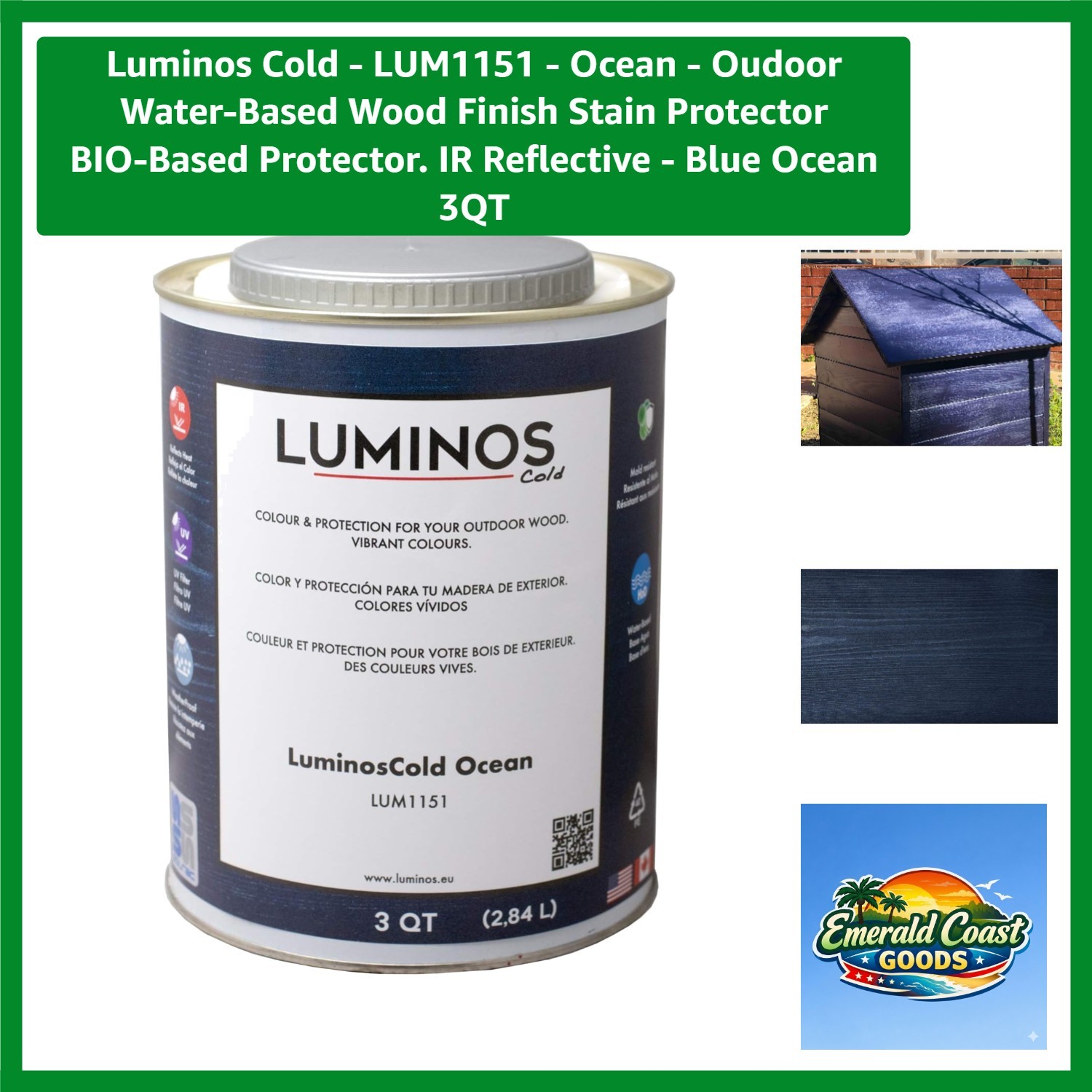 Luminos Cold – – Ocean – Oudoor Water-Based Wood Finish Stain Protector -Base…