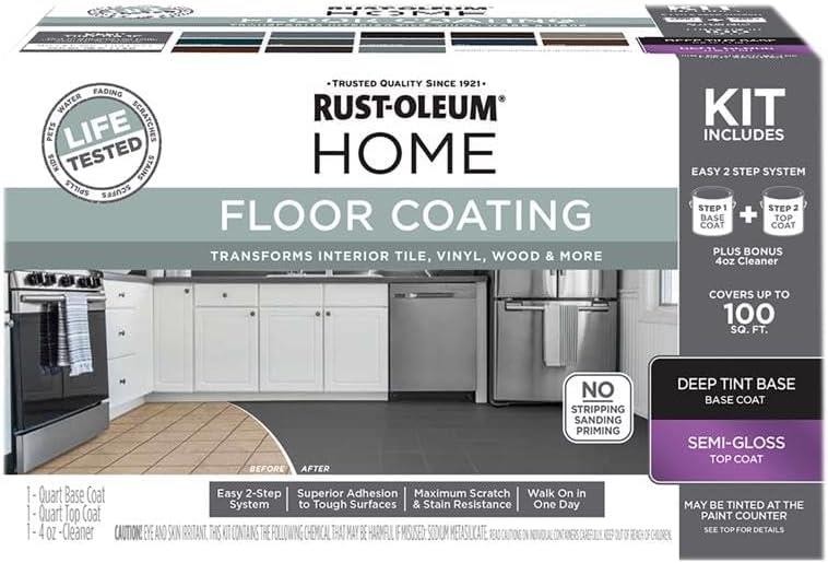 Rust-Oleum HOME Floor Coating, Deep Tint Base, Semi-Gloss, Kit – 360101