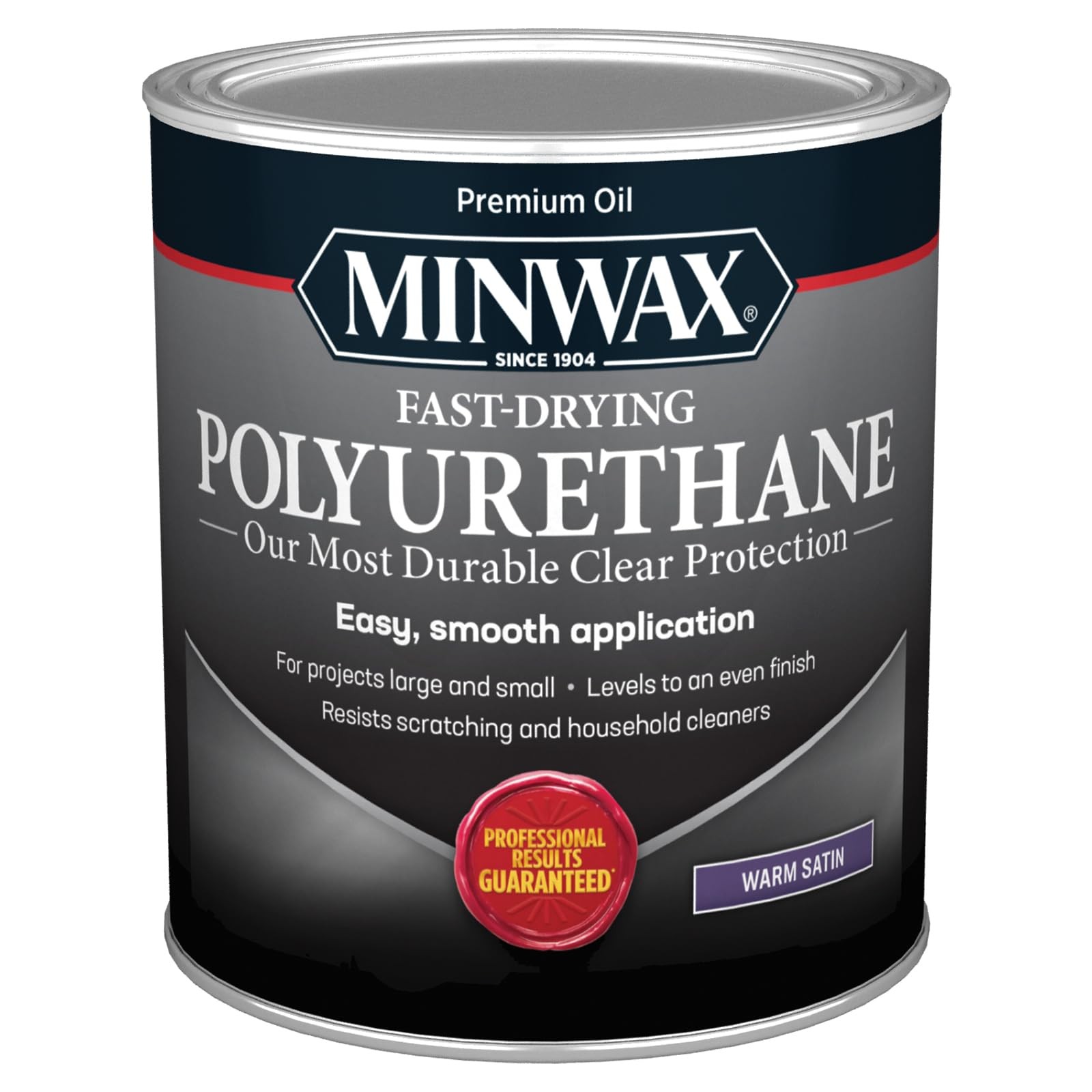 Minwax Fast Drying Polyurethane Protective Wood Finish, Warm Quart, Satin