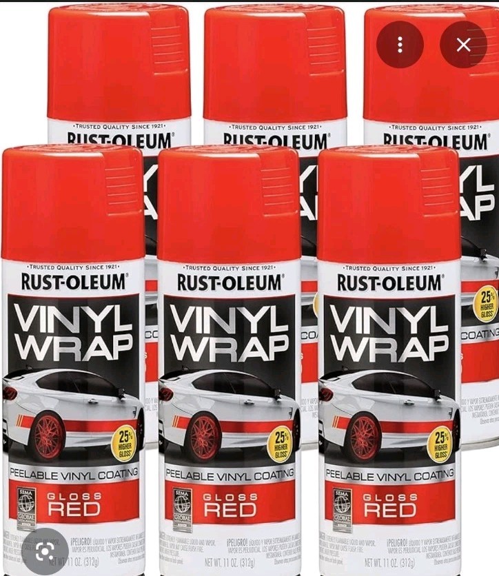 6 Pack Rust-Oleum Automotive 352726 Vinyl Wrap Spray, Gloss Red 11 oz SP3